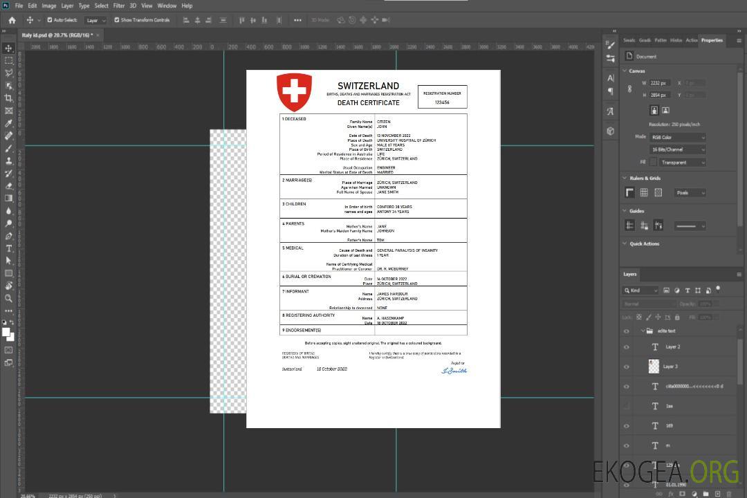 Modèle Word et PDF de certificat de décès de l'état civil de la Suisse template Modèle Word et PDF de certificat de décès de l'état civil de la Suisse template